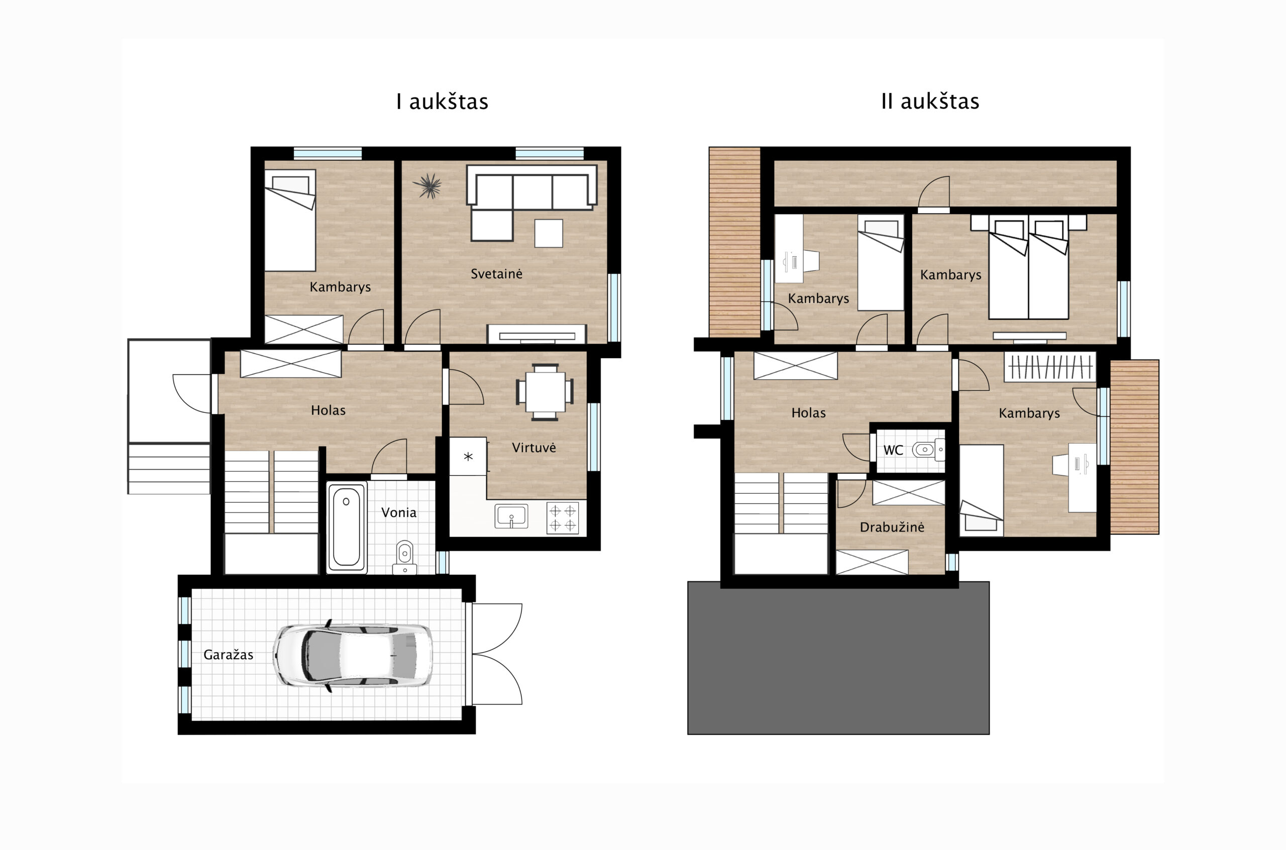 Erdvus mūrinis namas ramioje vietoje